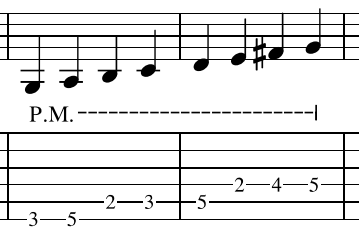 Guitar Tablature
Palm Muting